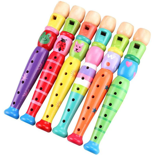 Wooden Cartoon Flute Children Clarinet 6-Hole Piccolo Baby  Toys