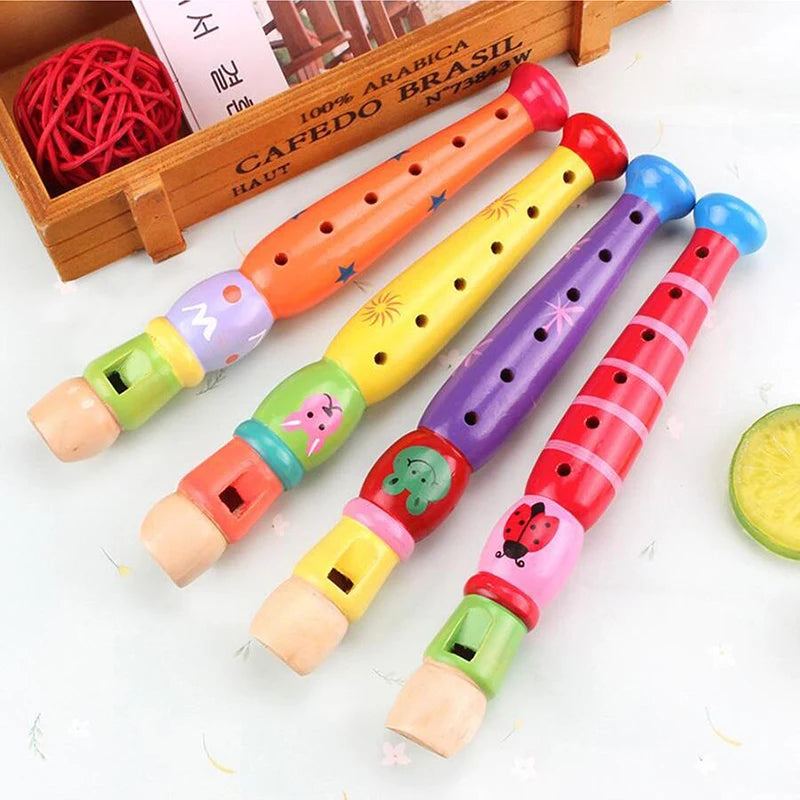 Wooden Cartoon Flute Children Clarinet 6-Hole Piccolo Baby  Toys