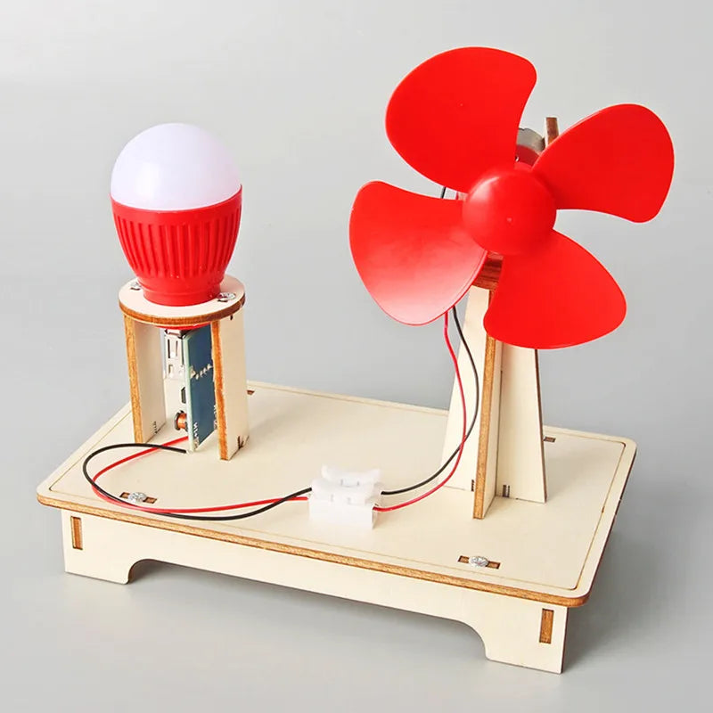 DIY Wooden Wind Generator Model Kids Science Toy