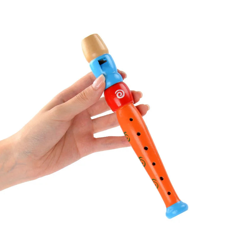 Wooden Cartoon Flute Children Clarinet 6-Hole Piccolo Baby  Toys