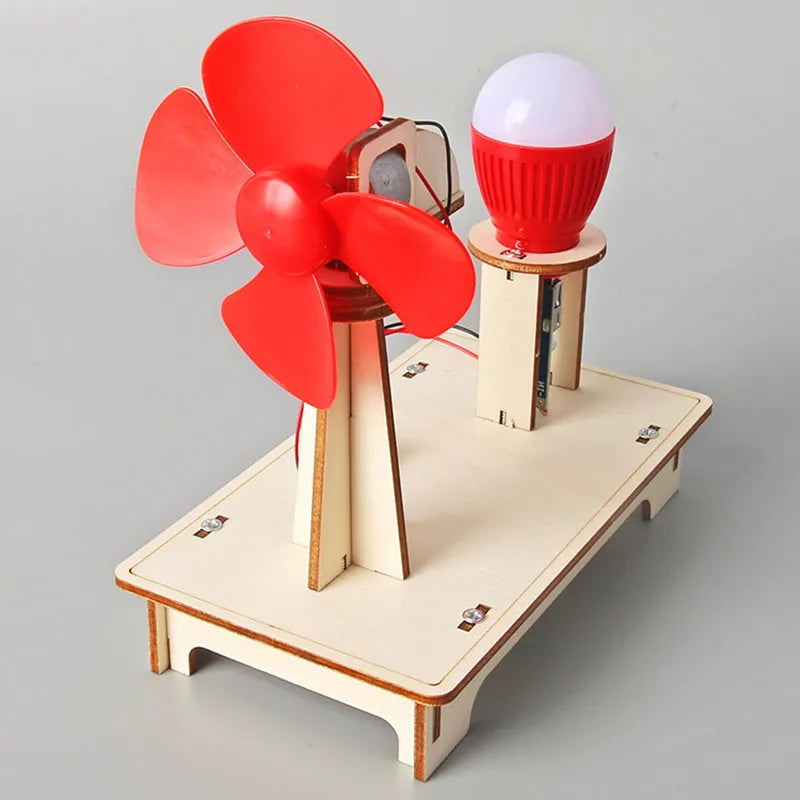 DIY Wooden Wind Generator Model Kids Science Toy