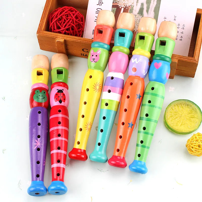 Wooden Cartoon Flute Children Clarinet 6-Hole Piccolo Baby  Toys