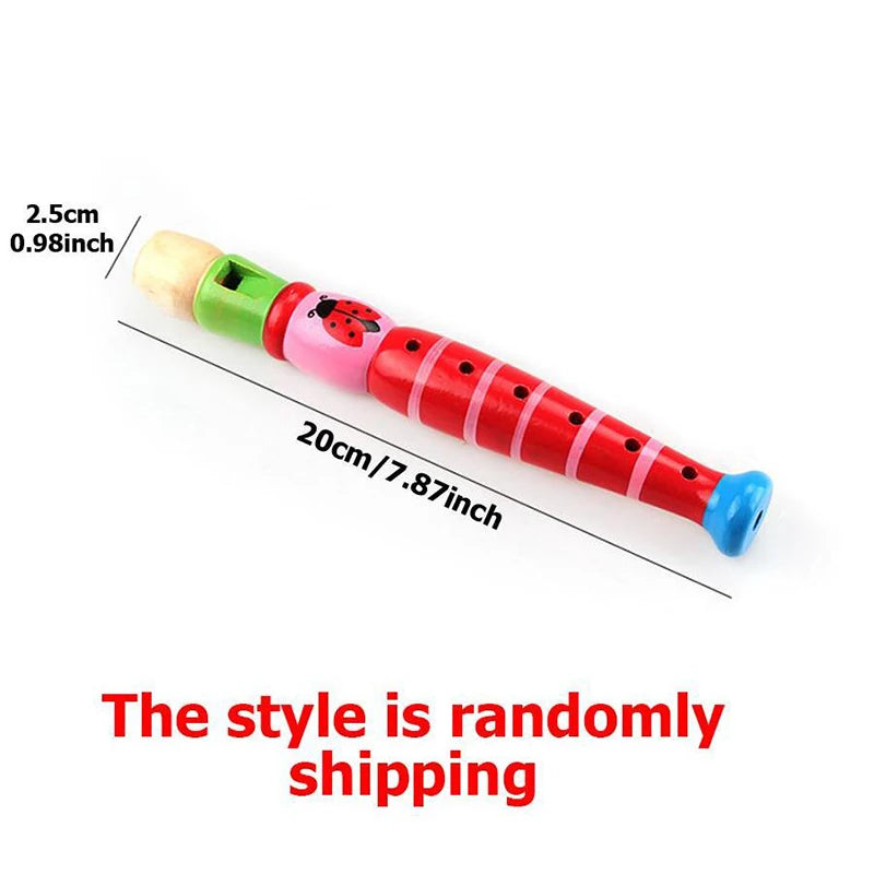 Wooden Cartoon Flute Children Clarinet 6-Hole Piccolo Baby  Toys